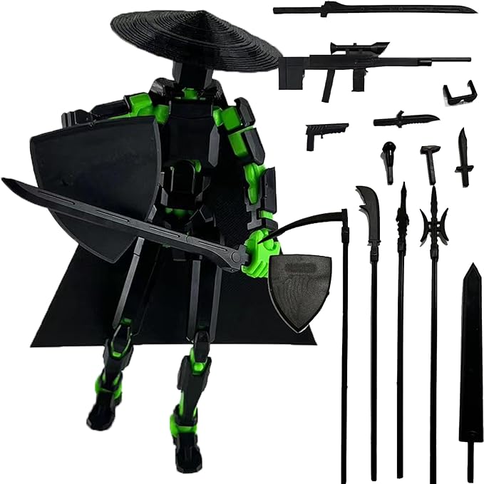 Already Assembled T13 Action Figure,Dummy 13 T13 Multi-Jointed Movable,for Collectors Desktop Decorations t-13 Movability 3D Printed Toys (Black Green)