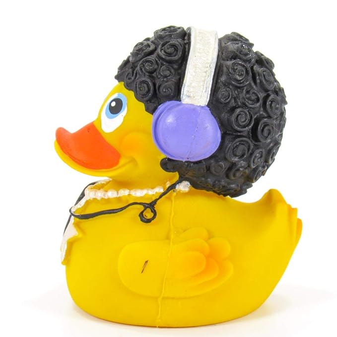 DJ Rubber Duck Bath Toy | All Natural, Organic, Eco Friendly, Squeaker | Lanco Brand | Imported from Barcelona, Spain