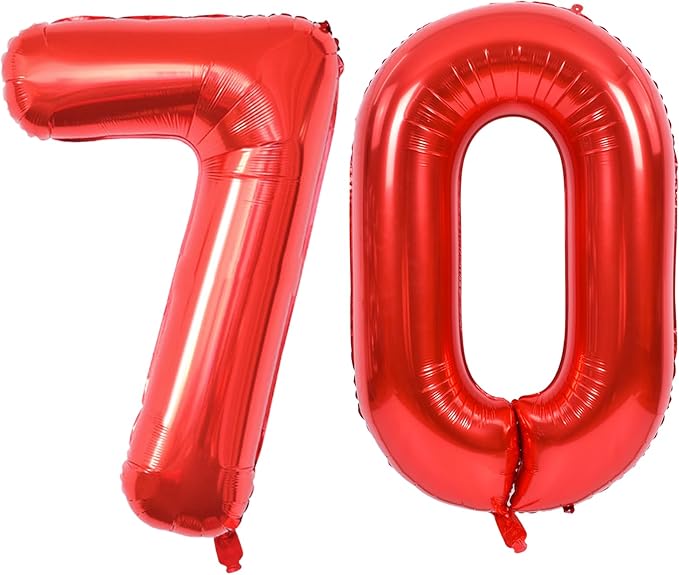 TONIFUL 40 Inch Large Red Number 70 Balloons Giant Digital 70 Helium Balloons, Foil Mylar Big Number Balloons for 70th Birthday Party 70th niversary Supplies Decorations