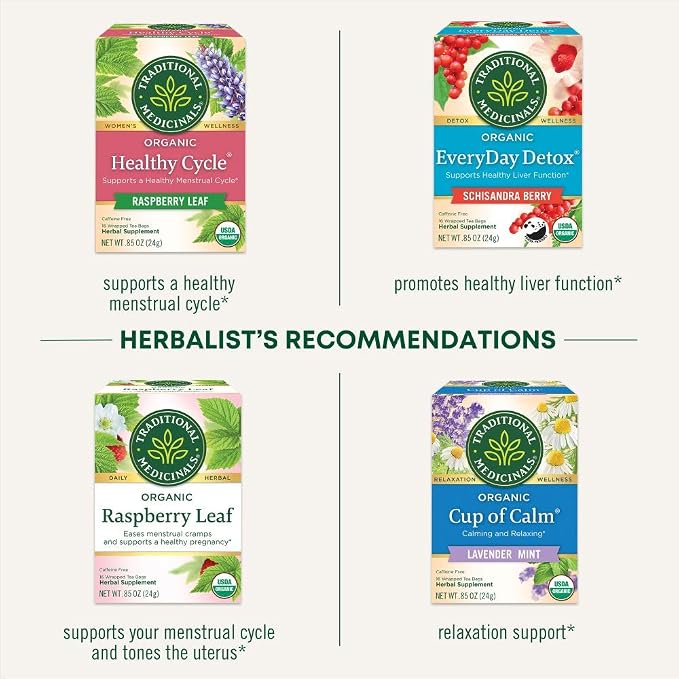 Traditional Medicinals Organic, Stress Ease Tension Relief, Lemon Verbena Mint Tea - Supports Stress Relief - Kosher, Non-GMO, Caffeine-Free, Compostable - 16 Count (Pack of 2)