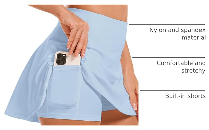 Stelle Women's Tennis Golf Skirts High Waisted with Pockets Inner Shorts for Athletic Skorts Sports Running Pickleball
