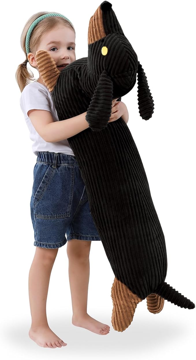 36in Dachshund Dog Stuffed Animal Plush, Long Weiner Dog Body Pillow, Cute Funny Large Dachshund Toys Plushies Decor Ideal Gift for Kids(Black)