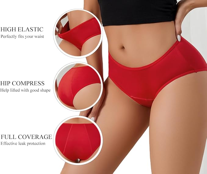 Period Underwear for Women Leakproof Menstrual Panties Women's Incontinence Briefs, Urine Absorbent Underwear