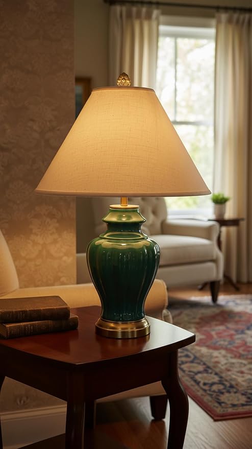 Aspen Creative 32201A Hardback Empire Spider Lamp Shade in Cream, 6" Top x 19" Bottom x 12" Slant Height