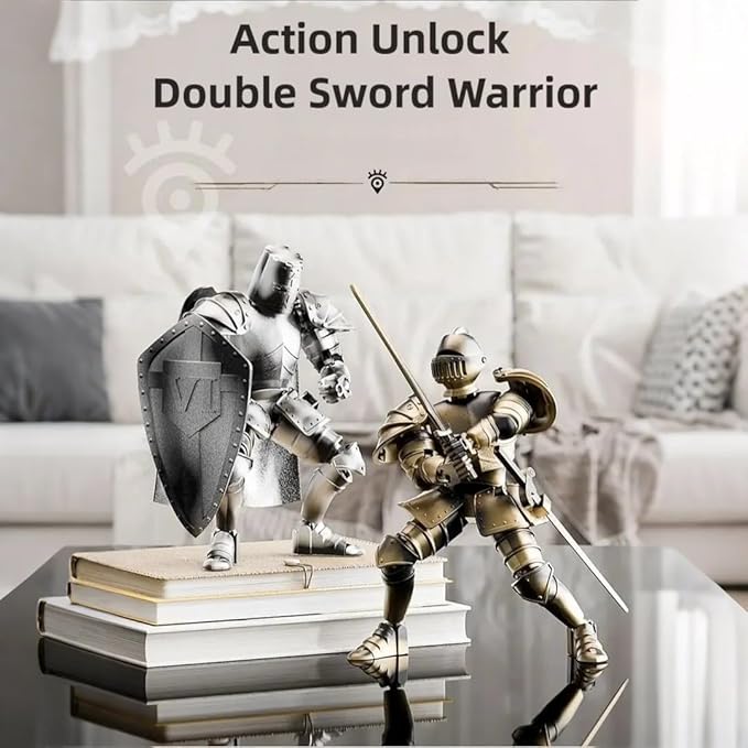 Medieval Action Figures,Knight Armor Action Figure,Multi-Jointed Movable Robot Mannequin T13,Dummy 13 Action Figure(Assembly Required) (D-Cyan)
