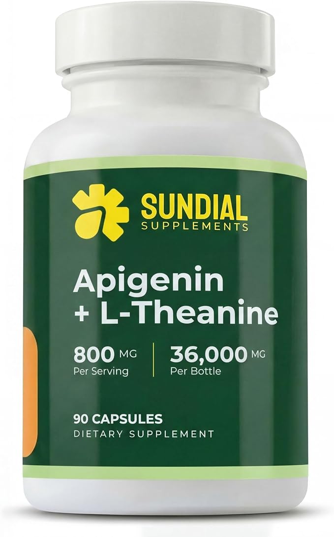 Apigenin 200 mg + L-Theanine 600 mg - Adult Daily Supplement (90 Capsules, 45 Servings)