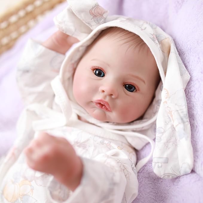 Lifelike Reborn Baby Dolls 18 Inch Realistic Veins Newborn Baby Girl Doll, Handmade Real Life Size Full Silicone Body Baby Dolls with Doll Accessories