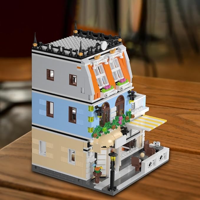 City Garden Hotel Building Sets,House Architecture Model Blocks Toys for Adults & Teens，1300 PCS Mini Bricks with LED