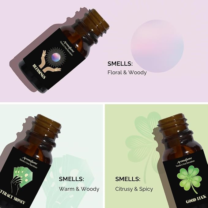 Blessings, Attract Money & Good Luck Oils | 3 x 10ml |Ideal for Attracting Abundance, Positive Outcomes etc | Manifestation & Mindfulness