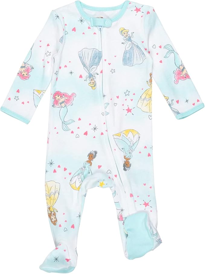 Disney Baby Girls 2 Pack Zip Up Sleep N' Plays Newborn to Infant Sizes (Newborn - 24 Months)