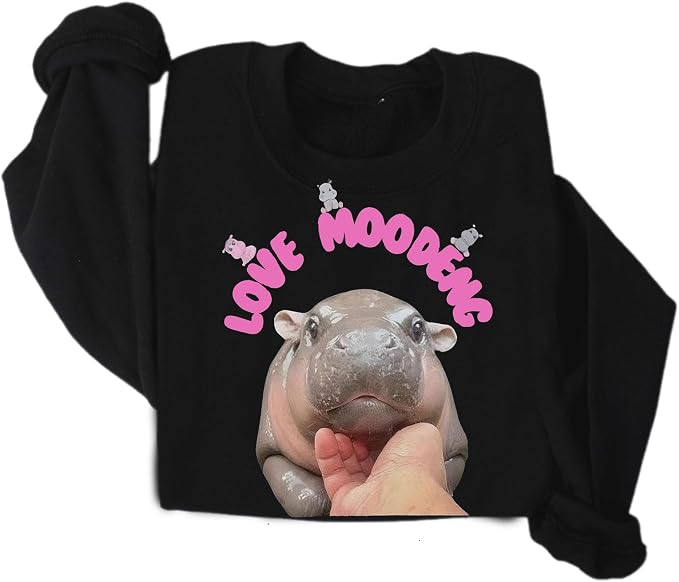 YOUNG GREEN Moo Deng Cute Sweatshirt Moo Deng Bouncy Pig T-Shirt The Cute Baby Hippo Sweatshirt Gift For Womens