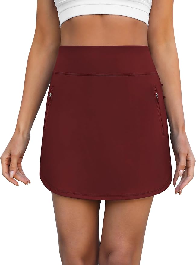 LouKeith Golf Skirts for Women Tennis Skirt with Zipper Pockets High Waisted Running Casual Athletic Skorts Built-in Shorts