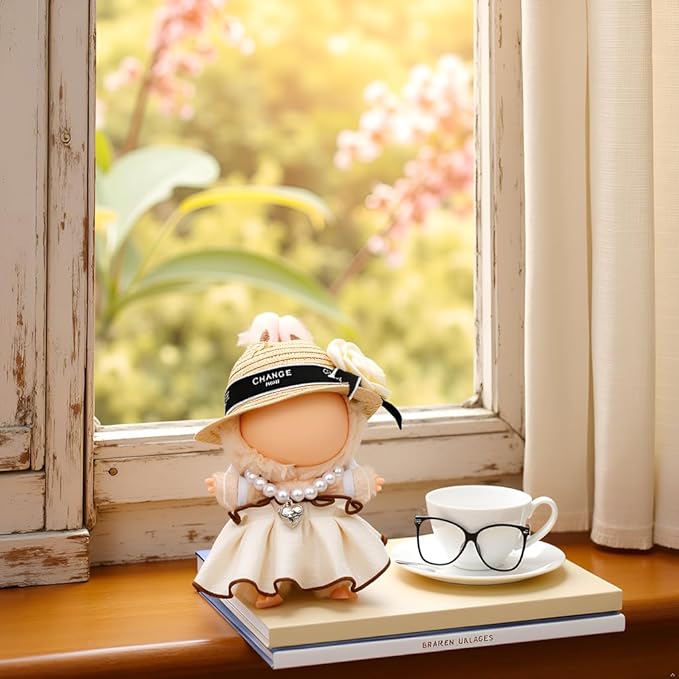 Doll Clothes Set for 6.7-inch/5.9-inch Dolls - Luxury Chic High-End Fashion Outfit with Suitable Accessories, Elegant Style Sunhat (No Dolls)