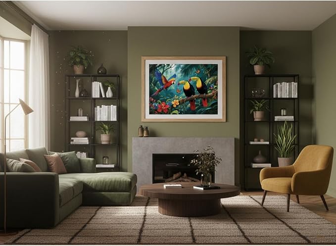 1000 Pieces Jigsaw Puzzles for Adults, Magic Series - Premium Fantasy Art & Seamless Interlock, Challenging Brain Teaser, Large 28" x 20", Great Gift Idea & Home Decor（Rainforest Birds）