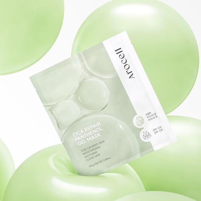 AROCELL Cica Hydrogel PDRN Mask 4 Facial Sheet with Panthenol & Centella Asiatica, Cooling Hydrogel Face Mask for Soothing Calming Hydrating Moisturizing Sensitive Skin Korean Skincare, 25gx4ea