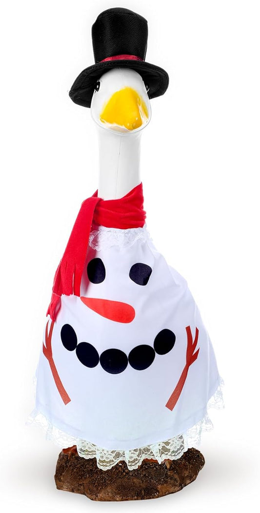 Christmas Snowman Goose Outfit Clothes for 23" High Cement or Plastic Goose Lawn Clothing Porch Garden Costume for Yard Outdoor Patio Statue Xmas Winter Holiday Decor