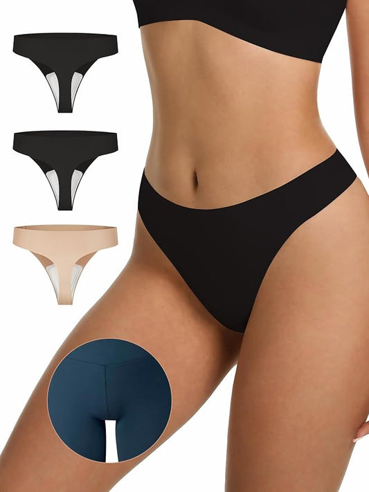 LUCKMEEY Cotton Thongs for Women Seamless Thongs for Women No Show Thong Panty Liners Workout G-String Thongs Underwear