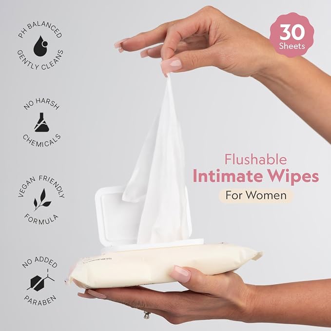Girl Wipes Flushable Intimate Wipes for Women – Fragrance Free, pH Balanced Feminine Hygiene Wipes for Sensitive Skin, Hypoallergenic, Gynecologist & Dermatologist Approved, Vegan (12-Pack)
