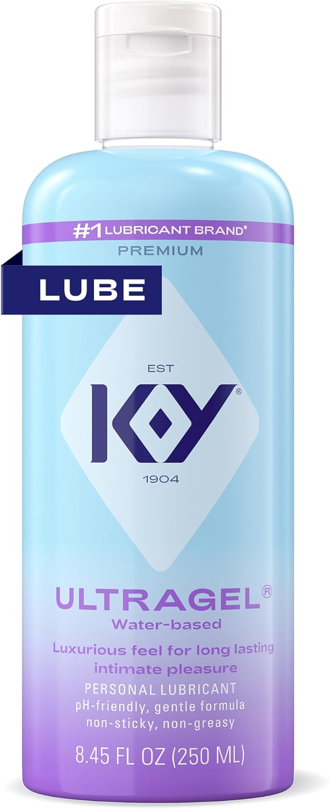 K-Y Ultragel Water Based Lube, Non-Greasy Water Based Personal Lubricant, pH Friendly Lube, Condom Friendly Personal Lube, 8.45 Fl Oz