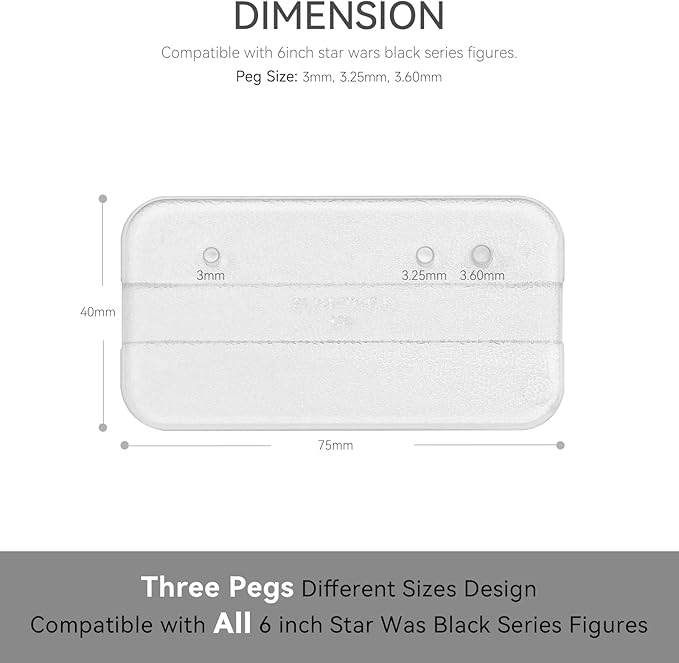 18PCS Action Figure Stand for Display, Figure Toy Display Support Holder Base with Peg, Compatible with 6 inch Star Was Black Series Figures, Clear