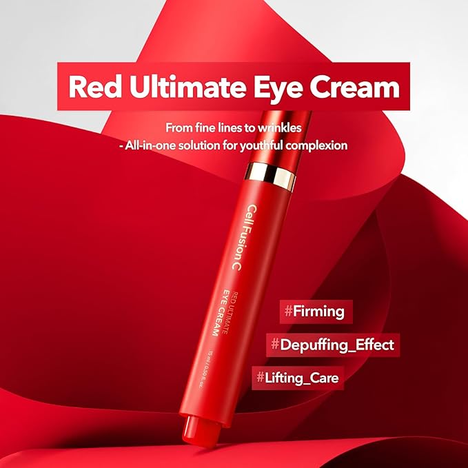 Cell Fusion C Red Ultimate Eye Cream with Retinal, Dual Peptide, Cooling Roll-On for Depuffing & Lifting, Fine Lines and Loss of Firmness, 0.5 fl.oz. / 15ml