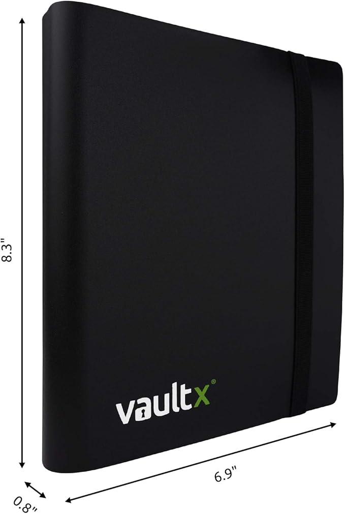 Vault X 4 Pocket Standard Strap Binder, Holds 160 Trading Cards in 20 Side-Loading Pages (Black)
