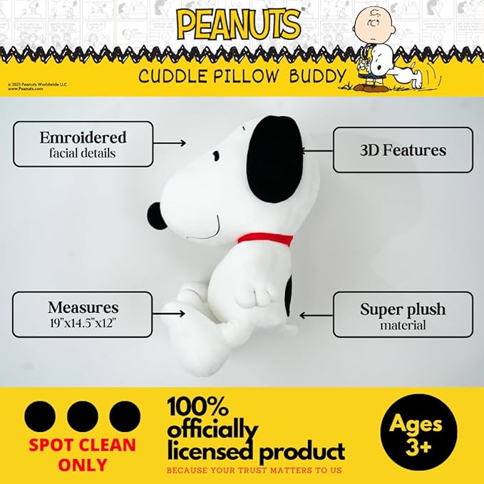 Collectibles Peanuts Snoopy Bedding Super Soft Plush Decorative Throw Cuddle Pillow, (Officially Licensed Product) By Franco