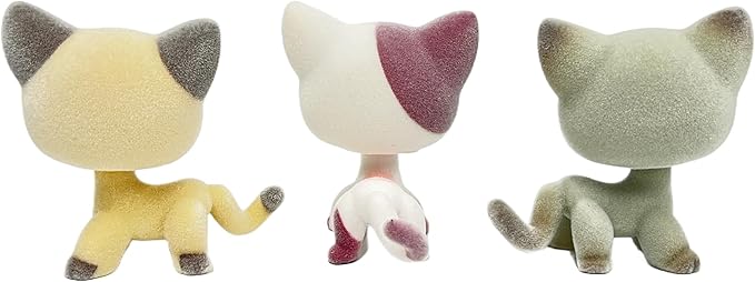 3pcs/Set Custom Flocked Pet Shop Toys Short Hair Cat Kitten Collie Great Dane Cocker Spaniel Dachshund Puppy Dog OOAK Compatible with LPS (#3573 and 2291 and 391)