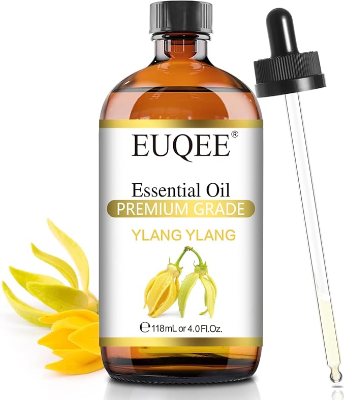 EUQEE Ylang Ylang Essential Oil 118ml with Glass Dropper, Pure Ylang Ylang Oil for Diffuser, Candle Making - 4 Fl.Oz