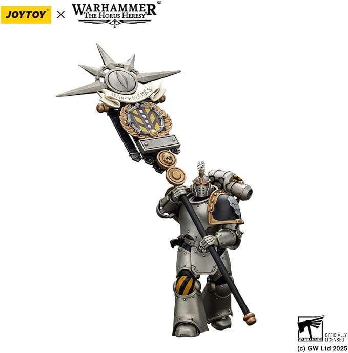 JOYTOY Warhammer The Horus Heresy lron Warriors Command Squad Chosen with Legion Standard 1:18 Scale Action Figure Mecha Joy Toy Collection Model 4.8 inch