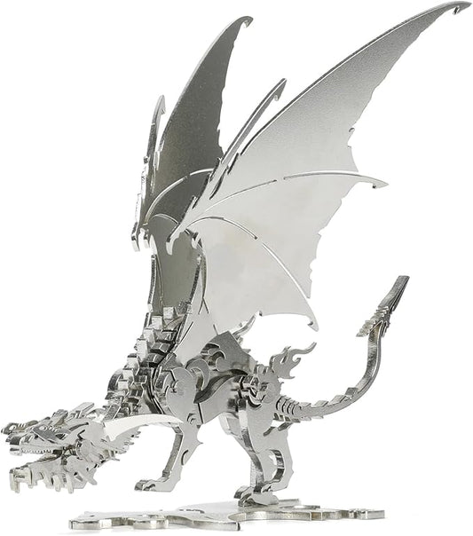 3D Ice Dragon Metal Puzzles for Adults DIY Animal Mechanical Puzzle for Hands-On Skill Challenge, Building Model Kit for Focus and Stress Relief, Creative Gift or Decorative Ornament