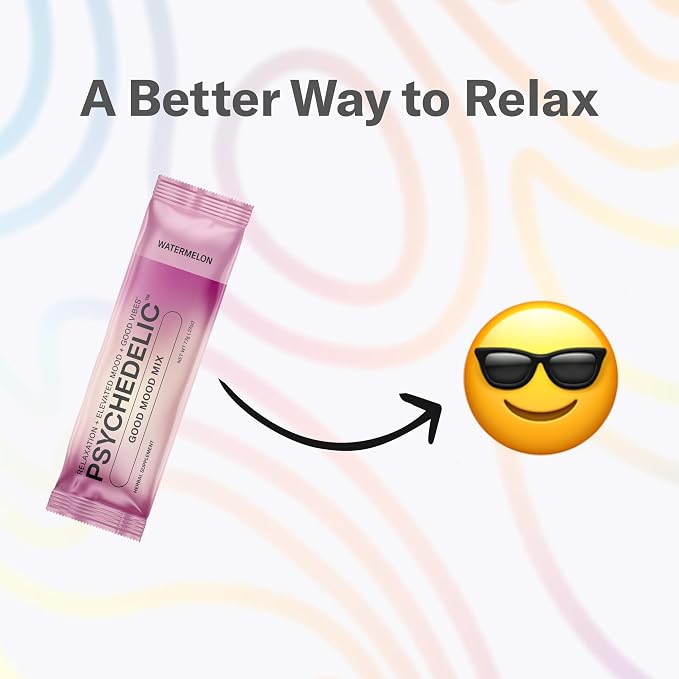 Psychedelic Water Good Mood Mix Watermelon Kava Drink Mix Packets - 250mg Noble Kava Root + Mucuna Pruriens - Vegan, Non-GMO, Gluten-Free - AlcoholFree Relaxation Drink - 14 Servings