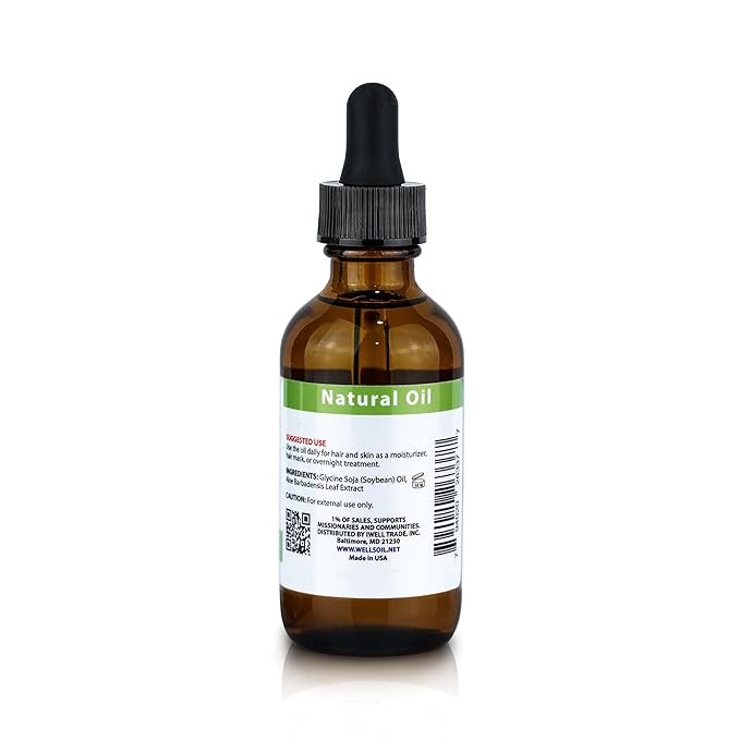 Well's Oil Aloe Vera Oil – Hydrating & Nourishing | Supports the Appearance of Healthy Hair & Soothes Dry Skin | All Natural | For Skin & Hair Care (2 Fl Oz / 60 ml)