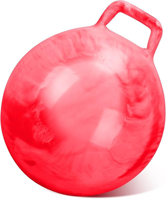 Kids Bouncy Hopper Ball with Handle Jumping Hopping Exercise Balls for Toddlers Boys Girls Indoor Outdoors Sports School Games Exercise Gifts(18 Inch,Marbled Red)