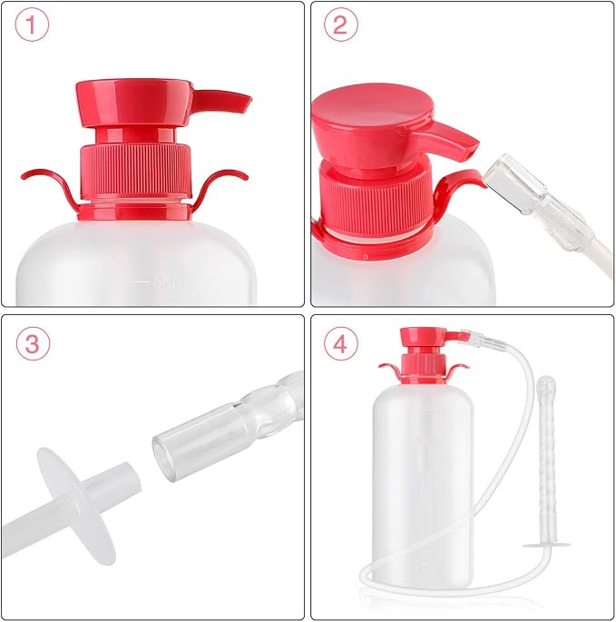 LIVE4COOL Douche Bottle for Women Reusable Vaginal Cleansing System, 600ml/20.3oz Reusable Vaginal Enema Douche, Capacity Cleanser with 4 Nozzles, Storage Bag, Non-Toxic