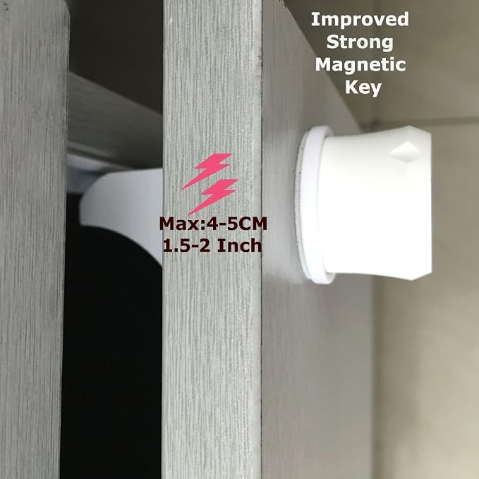 2 Pack Vmaisi Magnetic Cabinet Locks Keys - Extra Stronger Baby Proofing Magnet Drawer Replacement Keys (2)