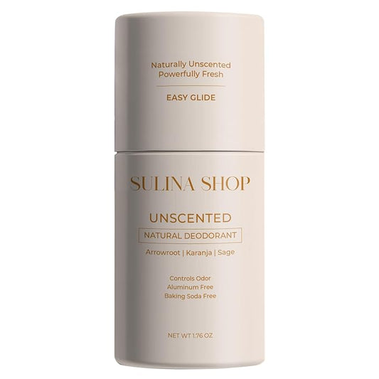 Sulina Shop Natural Deodorant, Aluminum Free, Unscented | No added fragrance, Sensitive skin-friendly, Baking soda-free, Gentle odor protection