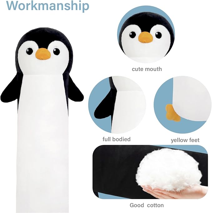 Penguin Plush,43.3 Inch Penguin Stuffed Animal, Long Penguin Plushies Body Pillow, Kawaii Penguin Plush Toy Gift for Girls Boys