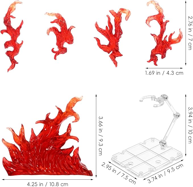 iplusmile Action Figure Stand, Figurine Model Display Rack DIY Assembly Action Figure Display Holder Doll Model Support Stand with Fire Effects Display Stand, Red