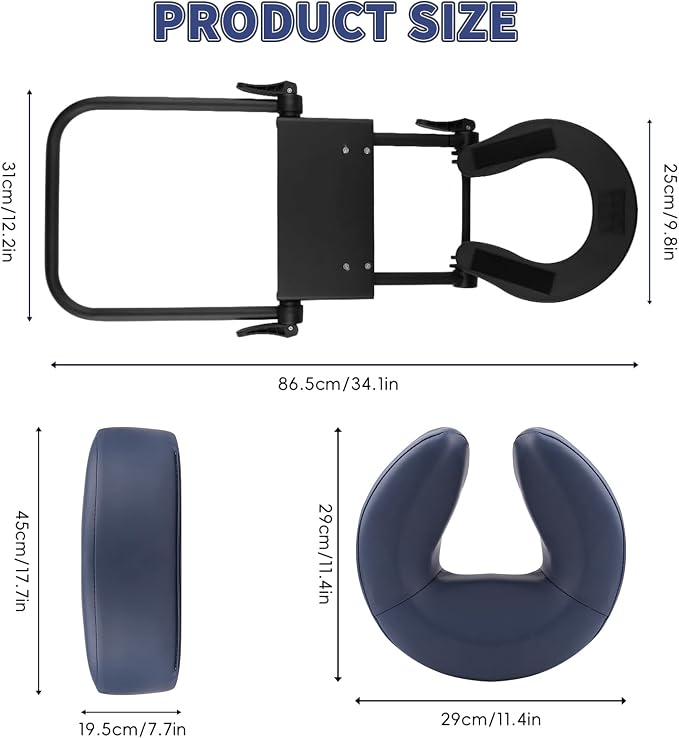 TOROKOM Adjustable Headrest Face Pillow Cradle, Massage Home Mattress Top Massage Kit Face Pillow Cradle & Face Cushion Support Bracket（Blue）