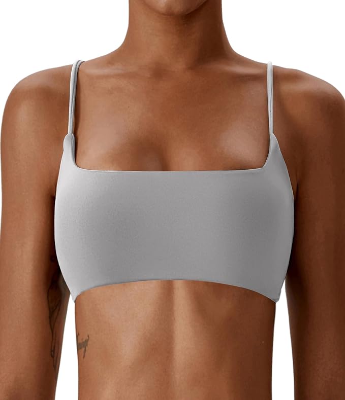 Comper Women's Sports Bras Wirefree Racerback Workout Bras Sexy Thin Straps Yoga Sport Bras with Removable Pads