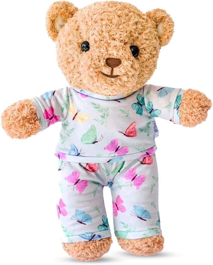 Zip N' Bear Soft Plush Teddy Bear Stuffed Animal with Butterfly Pajamas - Zippy The Bear Cute Cuddly Plush Toy, Perfect Sensory Teddy for Kids, Toddlers - Adorable Gift & Bedtime Companion