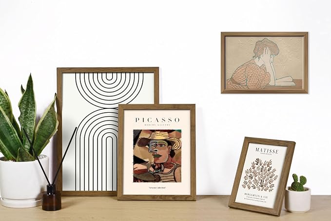 ANERZA 16 PCS Framed Boho Eclectic Wall Art Decor, Abstract Wall Collage Kit Prints for Bedroom Bathroom, Gallery Wall Frame Set, Minimalist Posters for Living Room Aesthetic, Beige and Brown Dorm Artwork