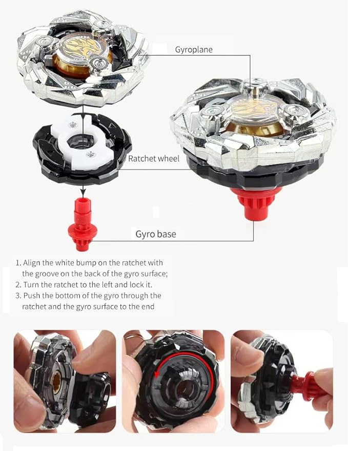 MUSTYBELT Battling Top Burst Gyro Toy Set Toy Gift for Children Boys Ages 6 8 10 12+ Combat Battling Game 12 Burst Spinning Tops 2 Two Way Launchers Grip Starter (BOZE-BX12)