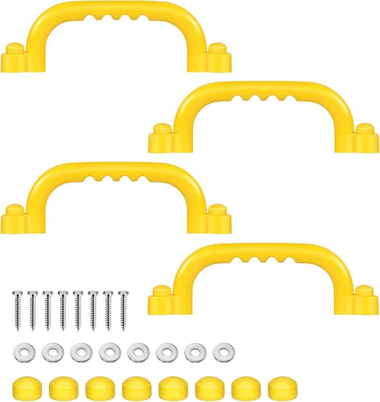 TOPNEW 4Pcs Kids Playground Safety Handles -Swing Set & Climbing Frame Hand Grips, Multi-Color Plastic Grab Bars for Outdoor Playhouse, Jungle Gym, Climbing Frame (Yellow)