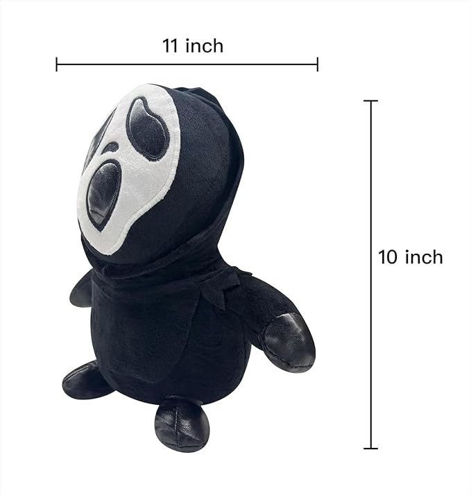 Spooky Horror Plush with Phantom Mask Creepy Stuffed Animal Toy Scary Doll for Kids and Game Fans Great Gift for Birthday Halloween Christmas Party