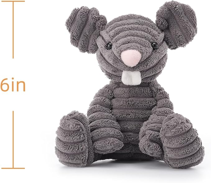 Apricot Lamb Corduroy Rat Mouse Stuffed Animals for Kids, Soft Cute Plush Toys for Baby Girl and Boy, 6 Inches