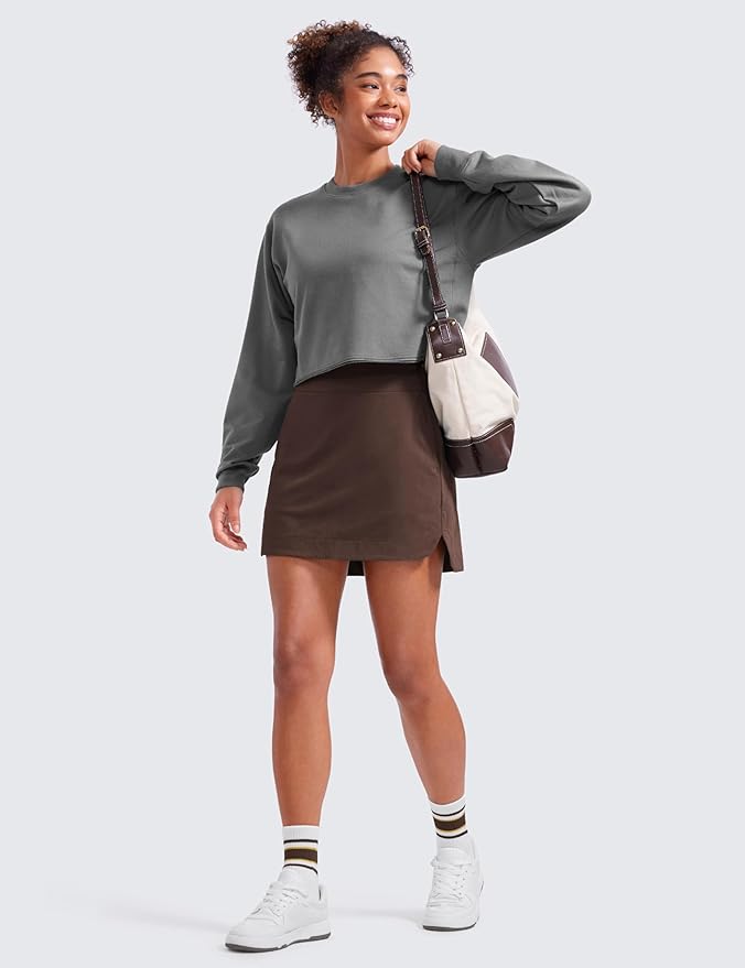 CRZ YOGA High Waisted Dolphin Golf Skirt | Built-in Shorts with Pockets, Quick-dry, Tennis, A Line, Mini, Skort for Women