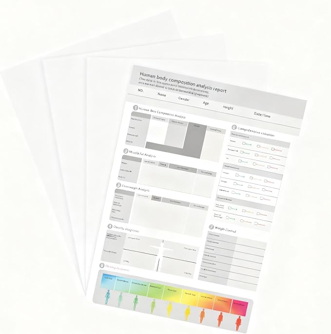 50 Sheets Full Gym Body Scanner Health Monitoring Fat Analyzer Measurement Device Scanner Composition Analyzer Machine Monitors Instrument Printing Paper (900pcs)