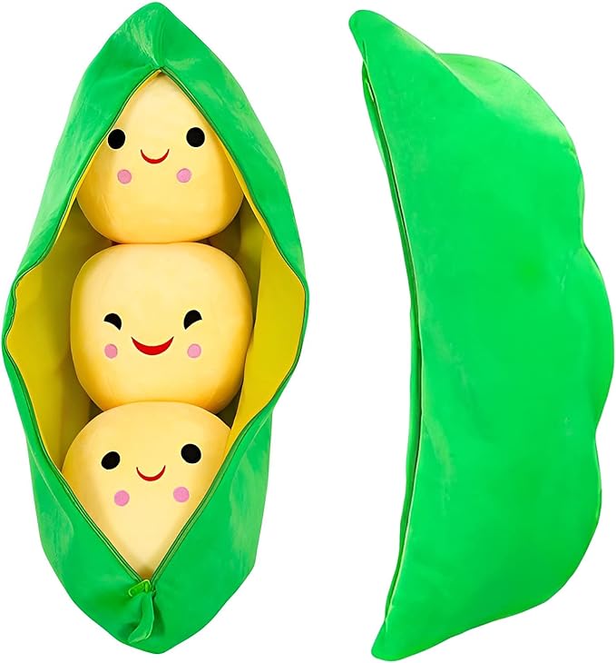 Giant Peas in A Pod Plush Toy Pea Pod Pillow Cute Pea Stuffed Toys Plant Doll Various Sizes (Yellow Beans,19.6''/50cm)